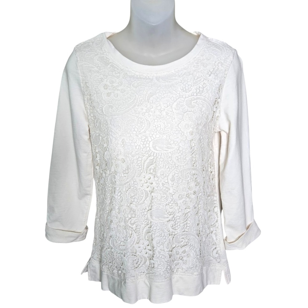 Lands End Womens Romantic Lace Top Size XS Cottagecore Coquette Feminine Soft